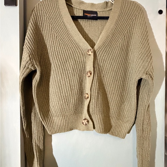 Ambiance Sweaters - Ambiance Khaki / Green Button-Up Cardigan